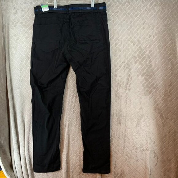 Iron Co Mens 34x32 Work Pants Black Slim Straight Stretch with Belt New - Picture 13 of 16